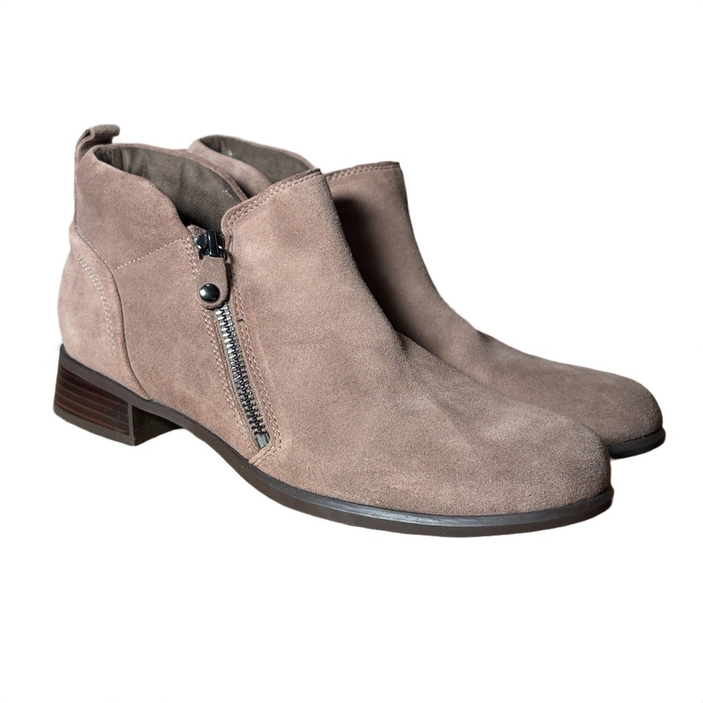 Munro Womens Tan Suede Dual Zip Ankle Boots Block Heel‎ Size 9M